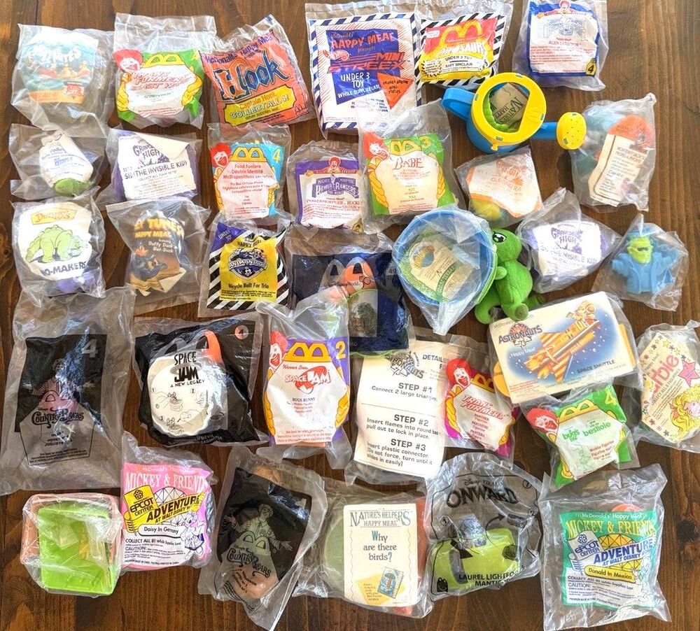 lot of 36 toys Vintage Fast Food Toy Lot McDonald’s BK Wendy’s Disney New Sealed